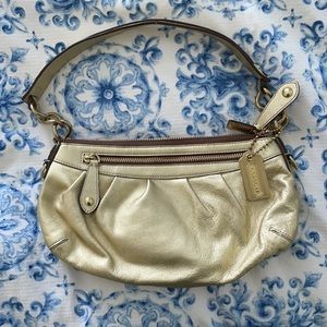 Coach Gold Leather Zip Shoulder Bag